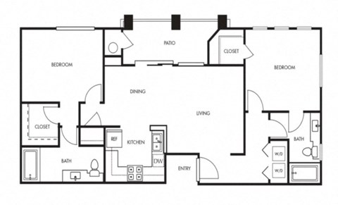 Aviare Cupertino CA Plan E 2 Bedroom 971 SQ FT